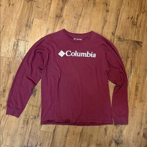 Columbia Men's Burgundy Long Sleeve Tee 100% Cotton